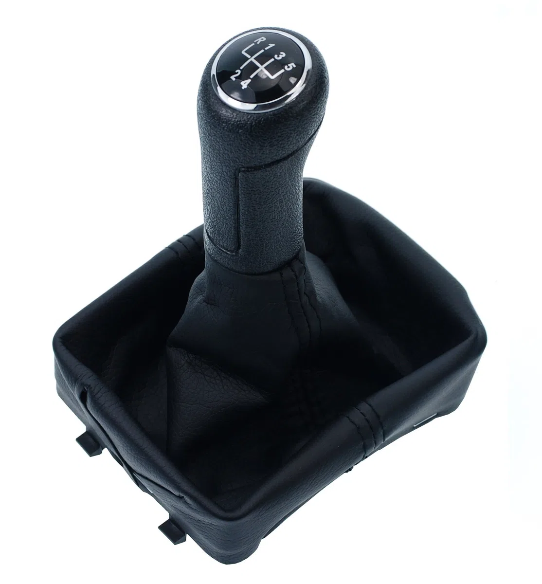 Pomo palanca de cambios y Funda palanca de cambios para VW Polo 4 9N 2001-2009 - 5 velocidades marchas - con Marco - negro - para transmisión manual - fuelle palanca de cambios - (A255)