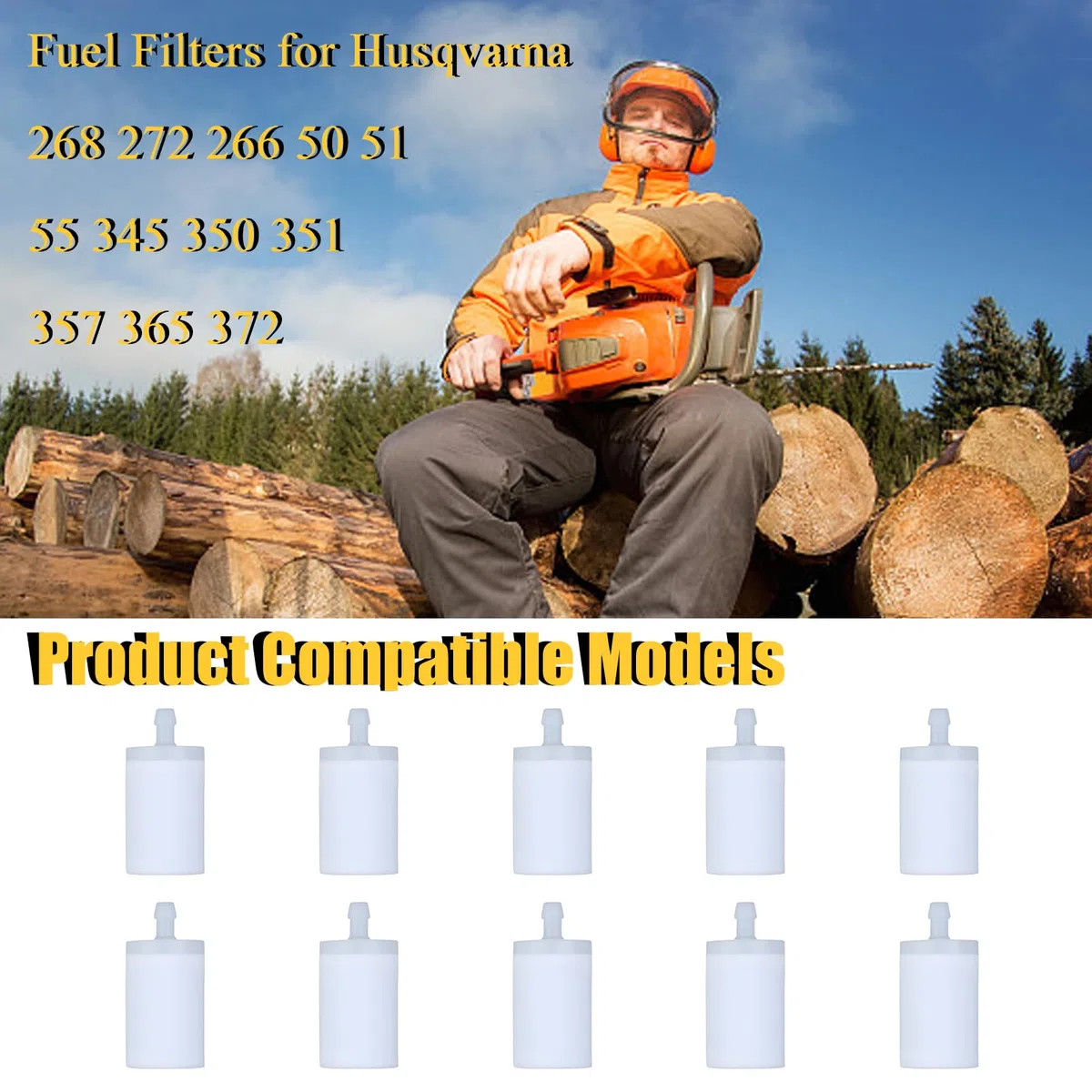10 X Filtros de Combustible para Husqvarna 268 272 266 50 51 55 345 350 351 357 365 372 390 460 570 575 Repuestos de Motosierra