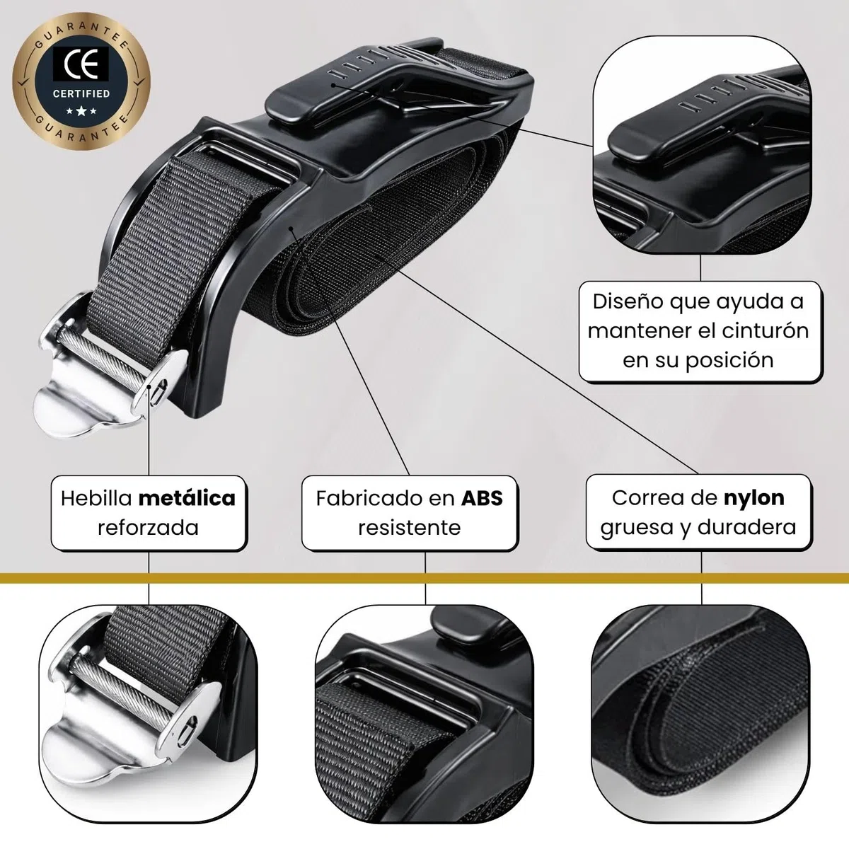 Adaptador de Cinturón Embarazada Coche Homologado | Accesorio Seguro con Hebilla Metálica | Incluye Hombrera Acolchada + Herramienta Multifunción + QR con Guías | Regalo Ideal para Premamás