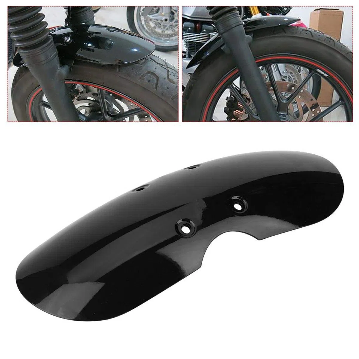 AUTO Guardabarros, accesorios de motocicleta ABS, protector de guardabarros delantero corto para T100 2001-2016 (negro)+mini parafango triumph t100, + guardabarros delantero de motocicleta