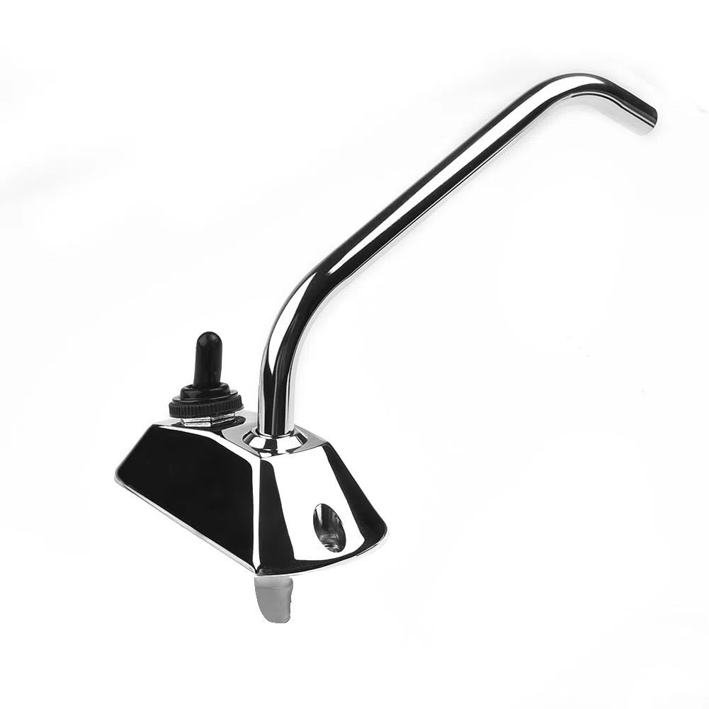 Grifo de bomba de agua eléctrico de 12 V con interruptor para caravana, barco y cocina de RV, base de aleación de zinc, boquilla oscilante de acero inoxidable, rotación de 360 grados