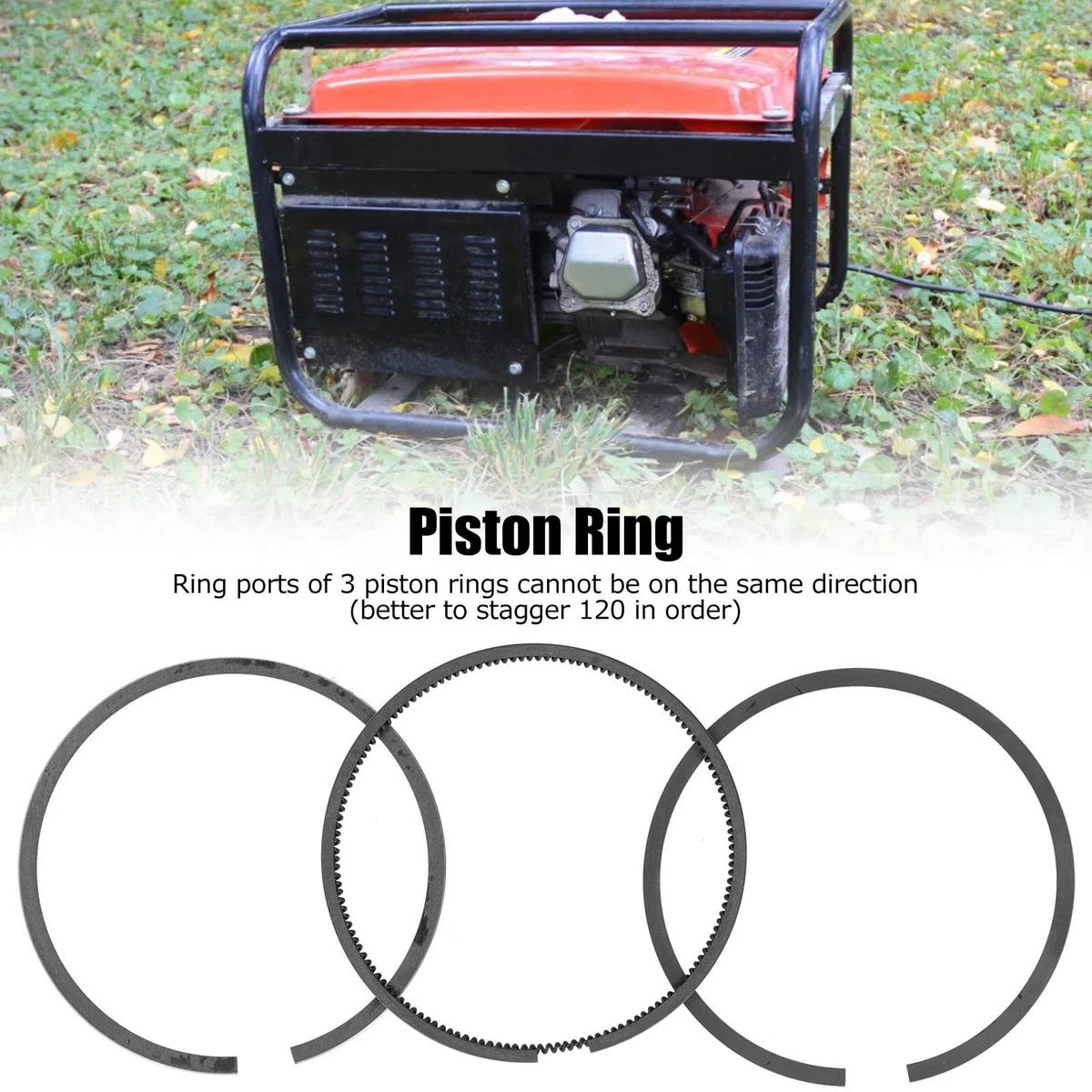 Kit de Anillo de Pistón de 86 mm Reemplazo de Piezas de Anillo de Pistón del Generador Diésel 186F 186FA Anillos de Pistón de Gran Calibre para Scooter de Motor Vertical