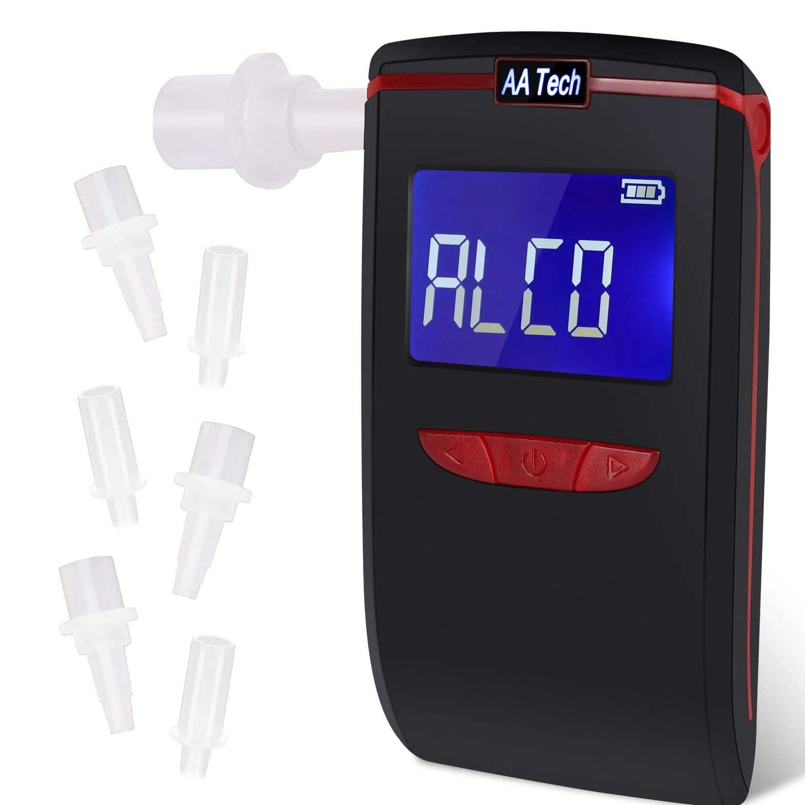 Alcoholímetro Homologado DGT, Alcoholimetro Portátil Certificado Profesional, Alcoholímetro Digital con 6 Boquillas Sensor Semiconductor