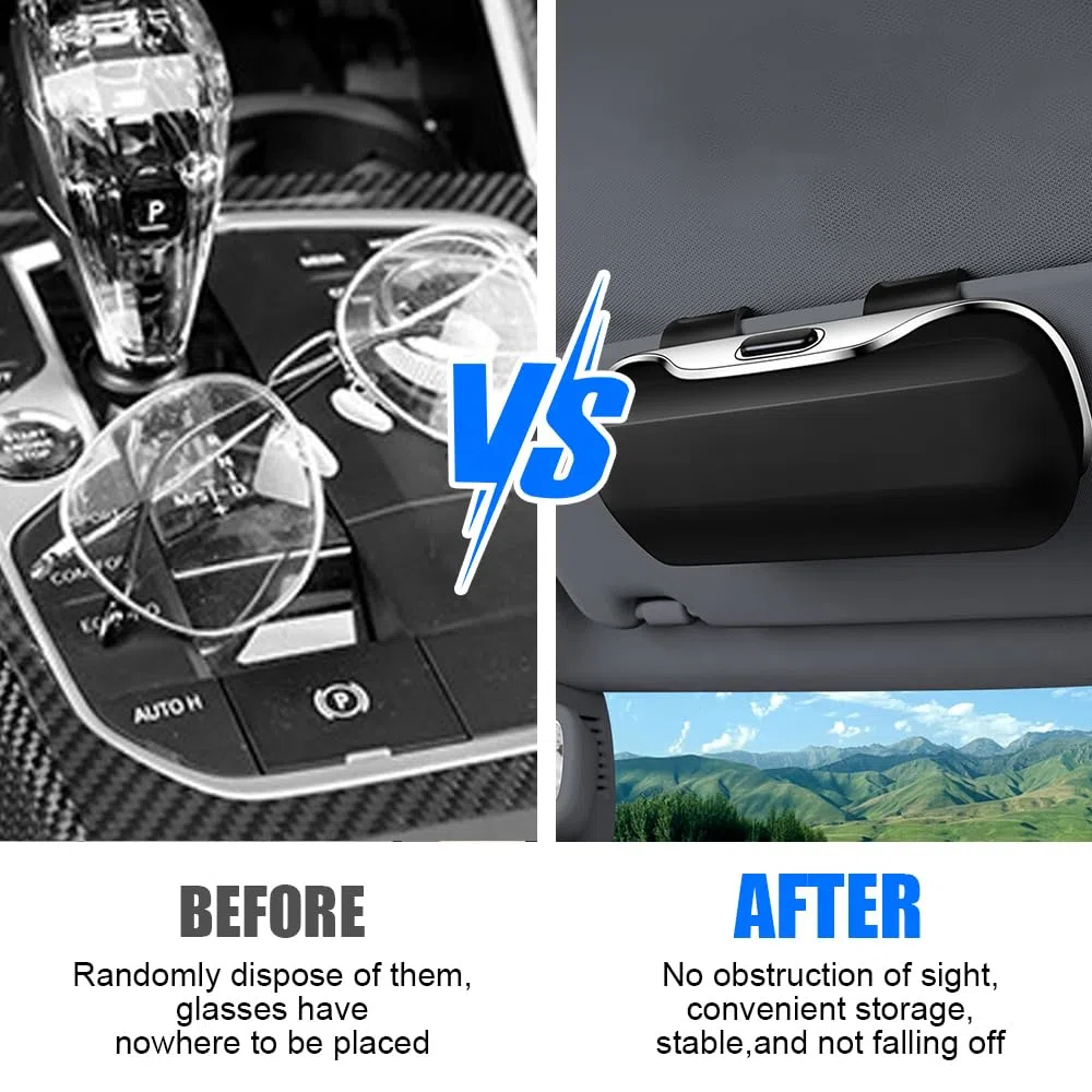 Funda para Gafas De Coche, Soporte Portátil para Lentes De Sol, Soporte para Gafas De Sol para Coche con Acolchado De Fieltro, Multifuncional, para La Mayoría De Los Modelos De Coche (Negro)
