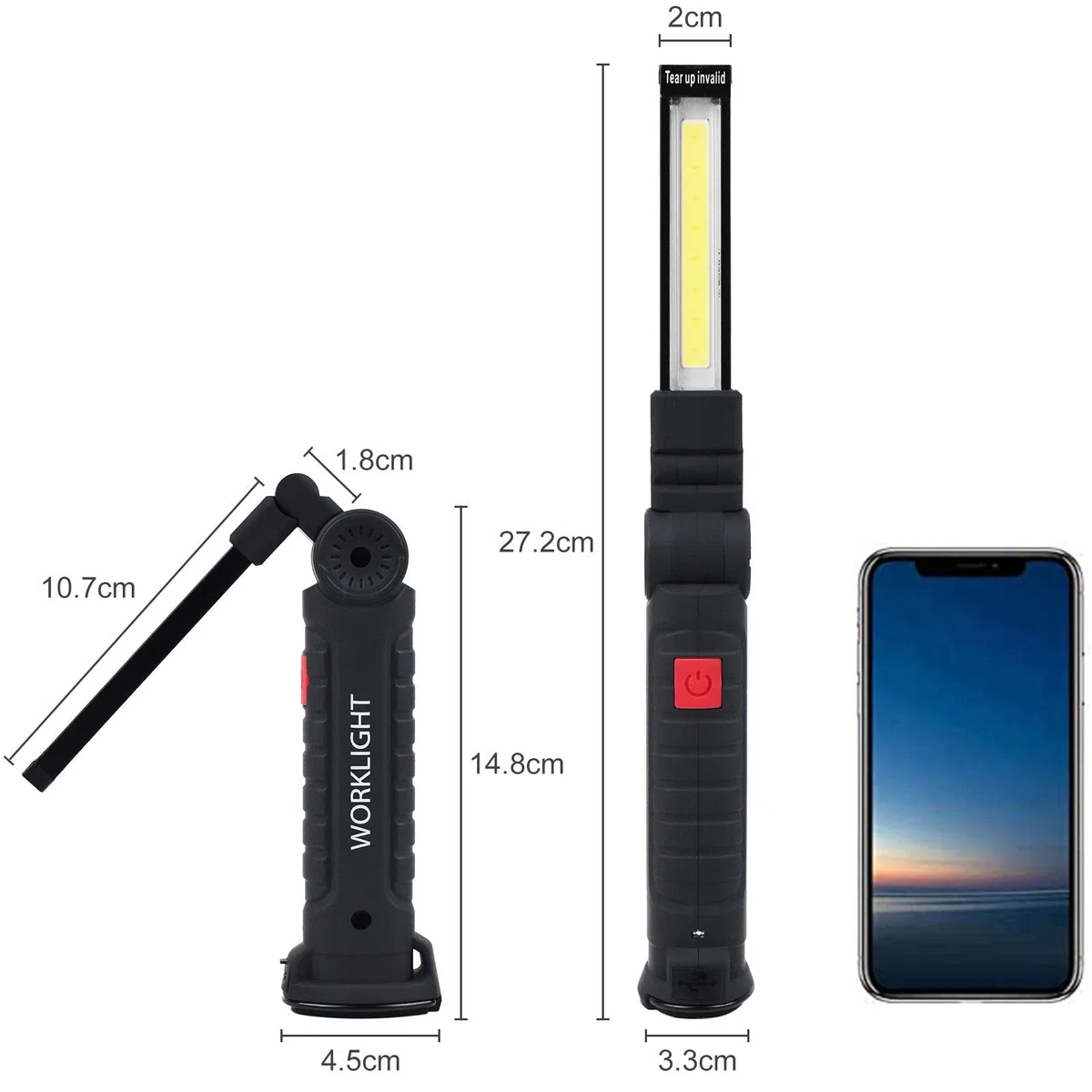 Lámpara de trabajo portátil LED recargable con luz magnética (5 modos)