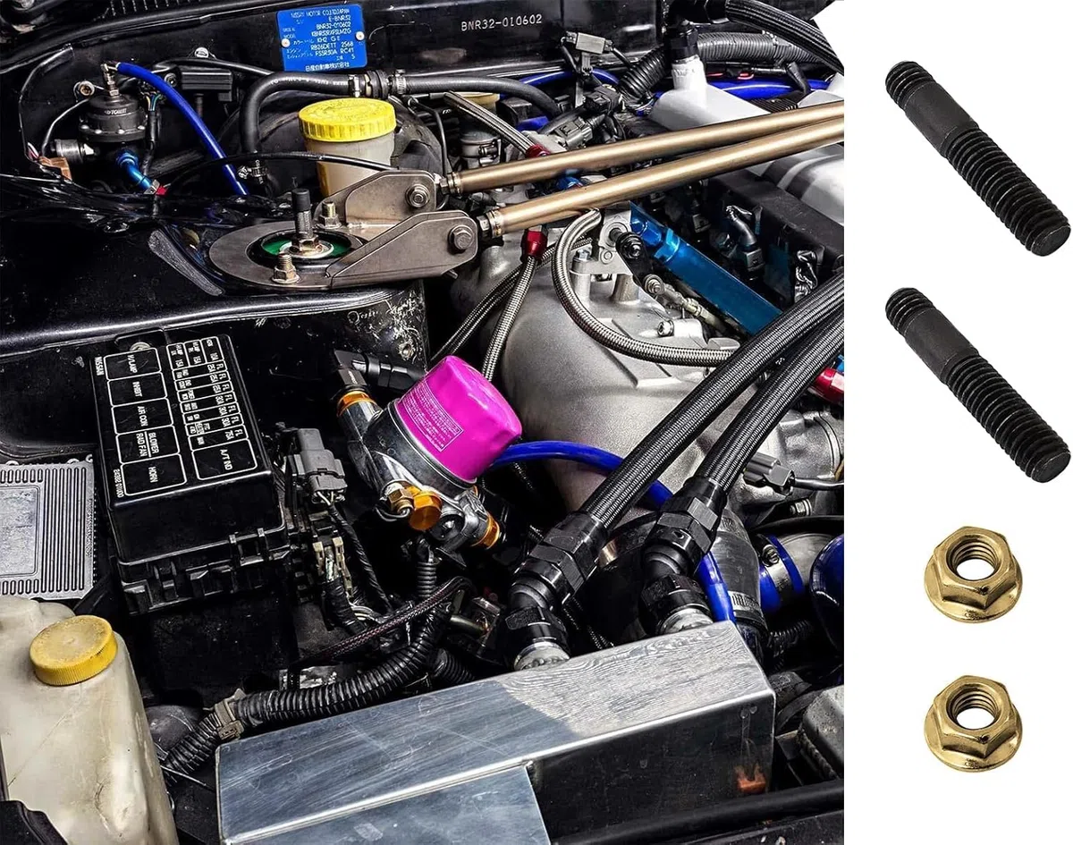 16 juegos de kit de pernos prisioneros de colector de escape M8x45mm de repuesto compatible con Nissan