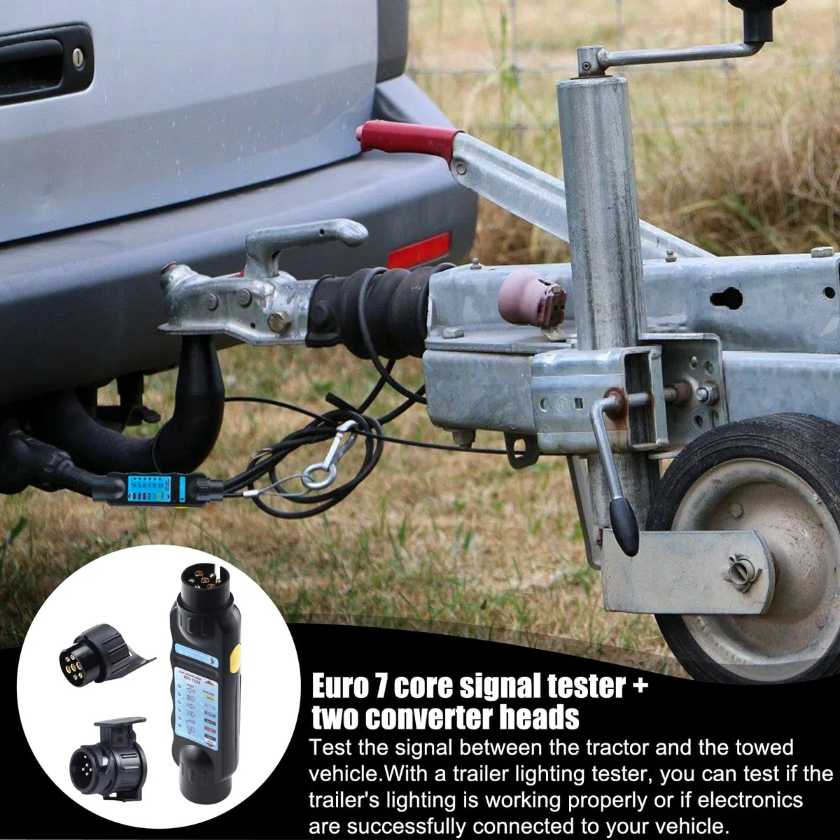 Comprobador de remolque de 7 pines, dispositivo de prueba, enchufe de remolque, conector con 13 a 7 pines y adaptador de 7 a 13 polos para iluminación de remolque de coche de 12 V, solución de