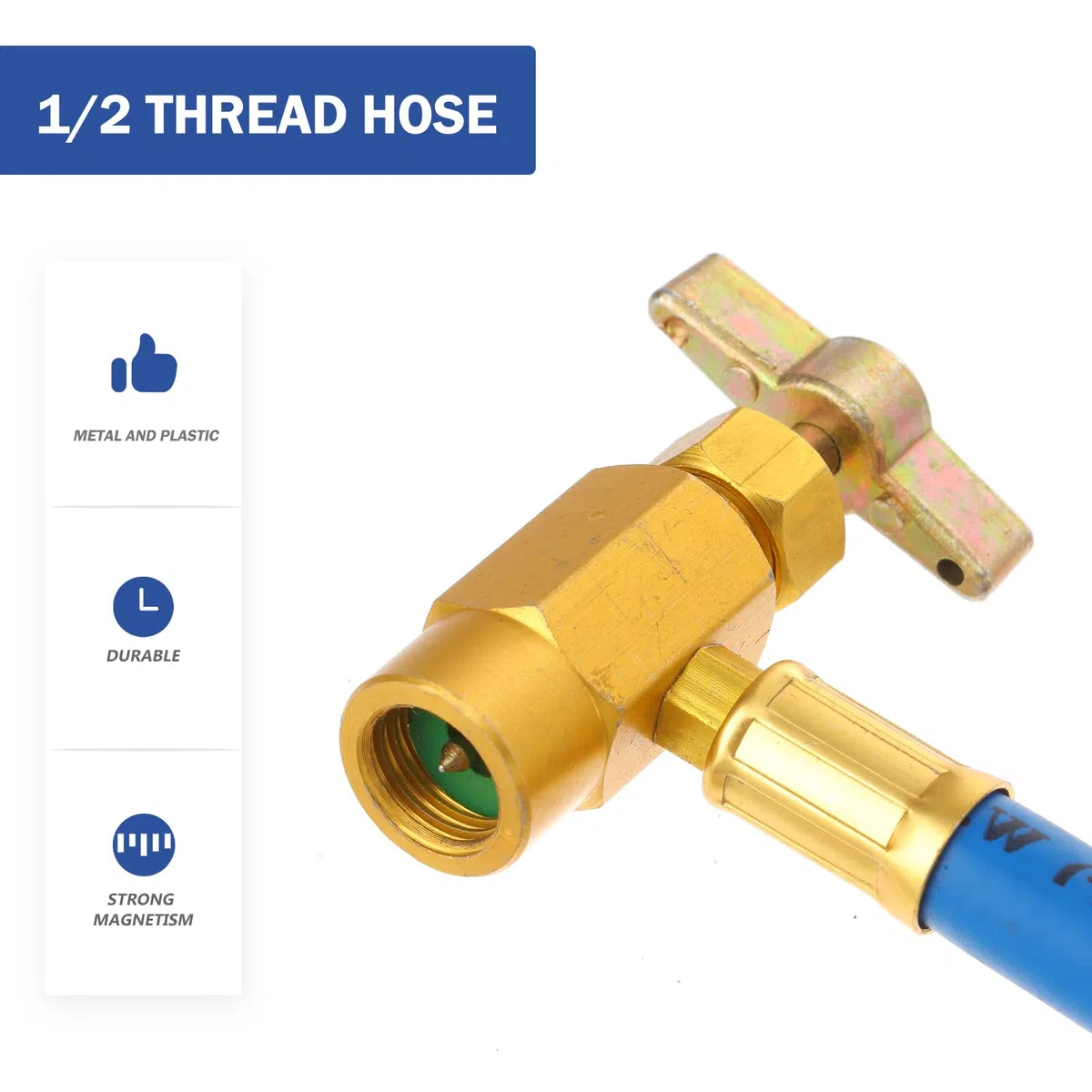 FAVOMOTO Manguera de llenado de refrigerante para coche, R134a, para refrigerantes de coche, para aire acondicionado, para carga de refrigerantes, con conector de 1/2 pulgadas, accesorio R134a R12