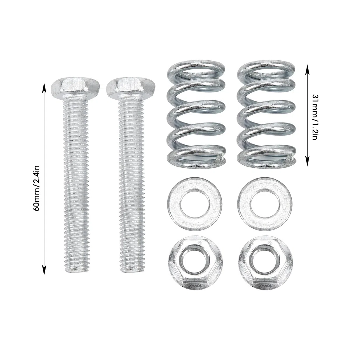 Akozon Kit de Reparación de Escape de Metal de 8 Piezas con Pernos, Tuercas, Resortes, Juntas y Accesorios Automotrices de Acero