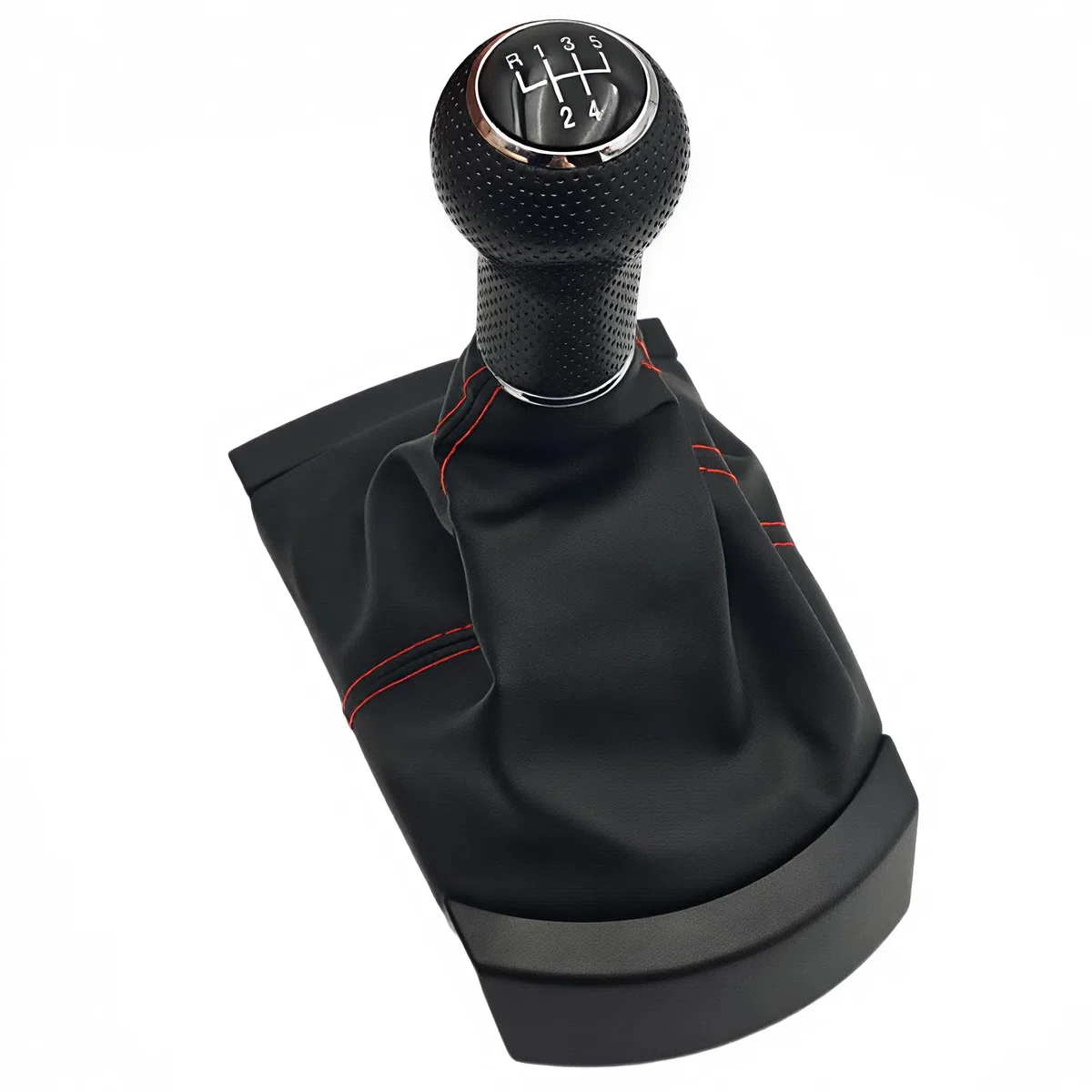 Pomo de palanca de cambios de coche de 5 velocidades con funda protectora y collar para SEAT Ibiza 2002 2003 2004 2005 2006 2007 2008 Cubierta antipolvo (5 velocidades línea roja)