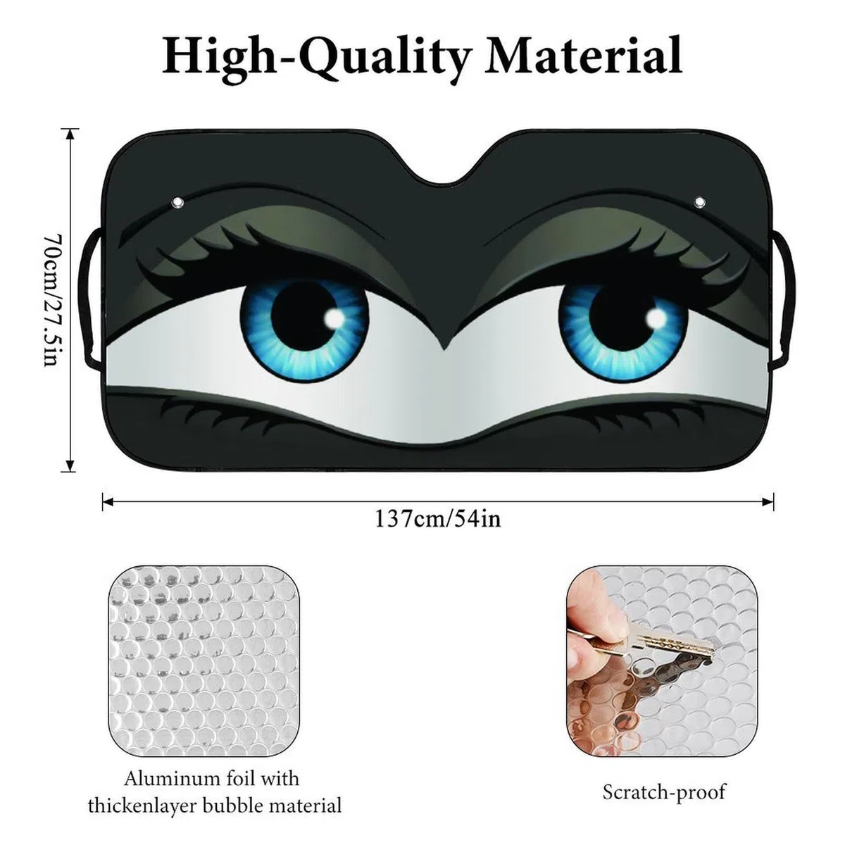 Genérico Parasol para Parabrisas | Parasol Coche Big Eyes para Parabrisas Delantero camión SUV | Parasols Plegable para Coche con Ojos Anime | Protector Visera para Ventana Delantera