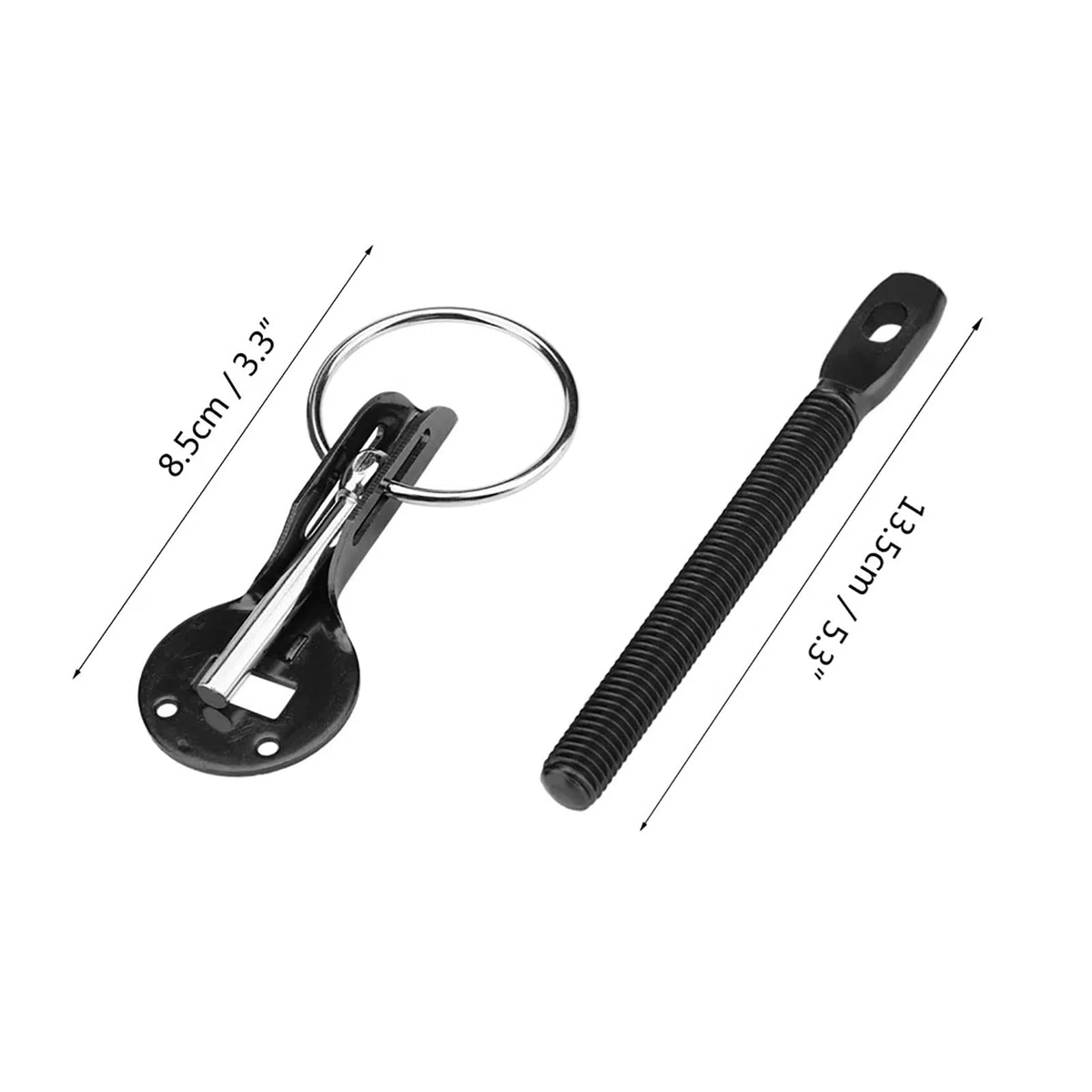 Kit de Cierre de Pasador de Capó, Cierre Capo Muelle Acero Inoxidable Universal Capó Capó Pasadores de Bloqueo de Pestillo Kit para Racing Sport Car (Negro)