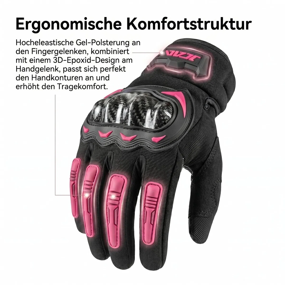 Guantes de Motocicletas de Verano, Guante de Motocross de Mujeres, Estuche Duro Anti-Caza/Pantalla táctil/Fibra de Carbono para Moto, Ciclismo, conducción
