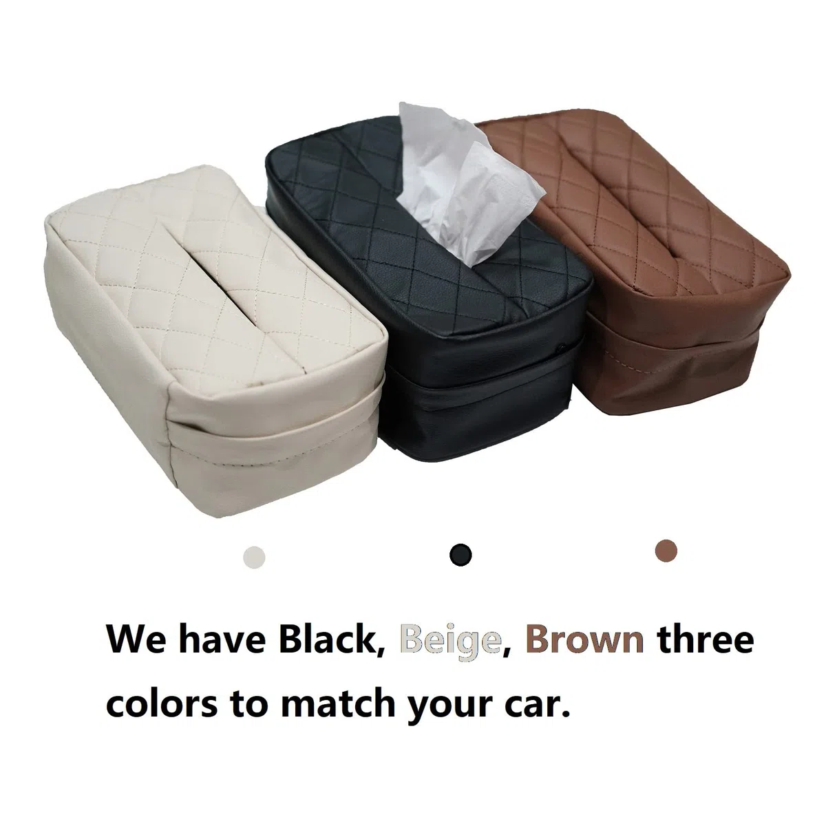 Soporte para pañuelos de coche de piel sintética para asiento trasero de coche, soporte para servilletas, universal, dispensador de pañuelos para 120 pañuelos por caja (negro)