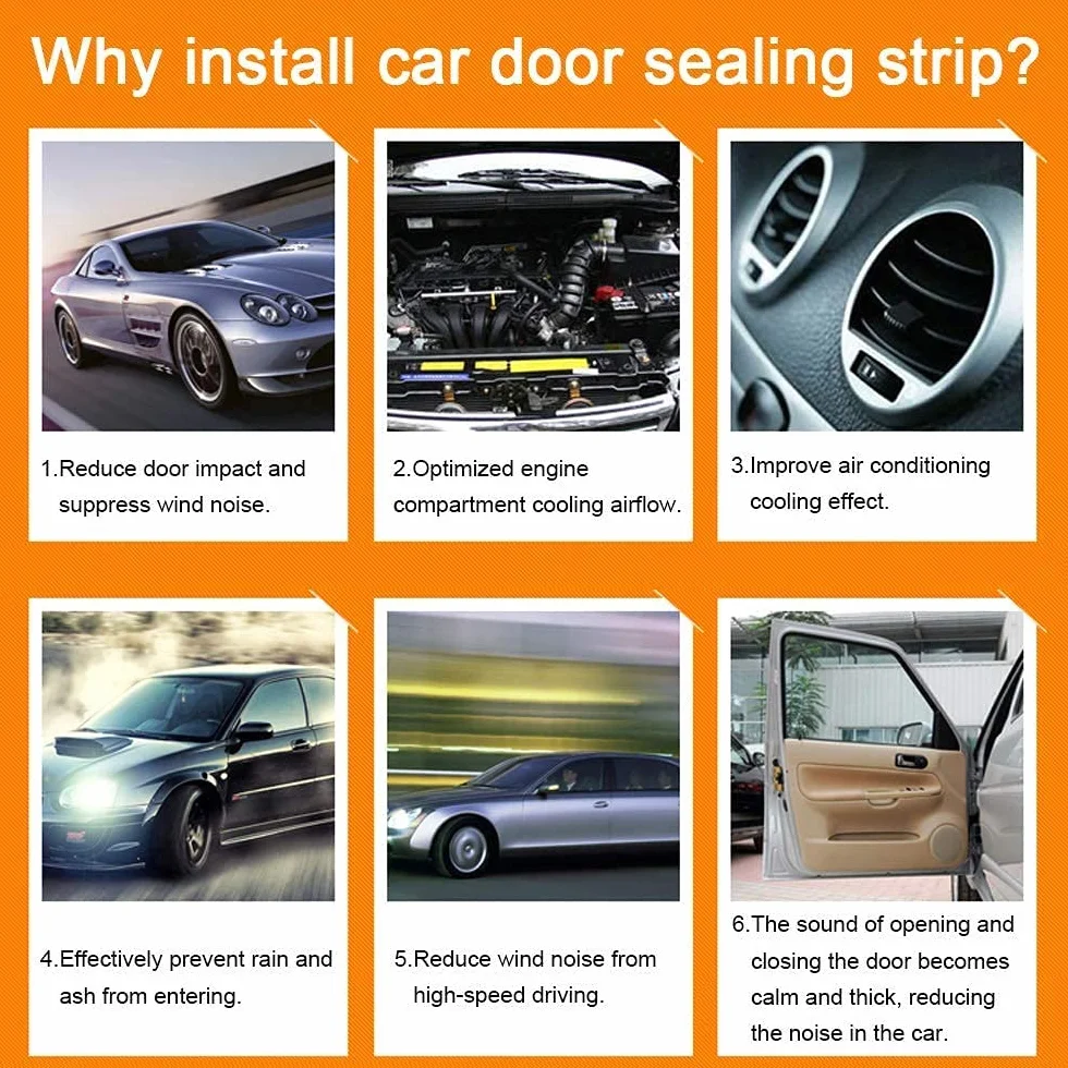 Storystore Tira de Sellado de Puerta de Coche 6M, 14mm X 14mm Universal Junta Goma Puerta Coche Autoadhesiva Protector Forma de D Impermeable, Apta para Furgonetas, Coches, Caravanas y Todoterrenos