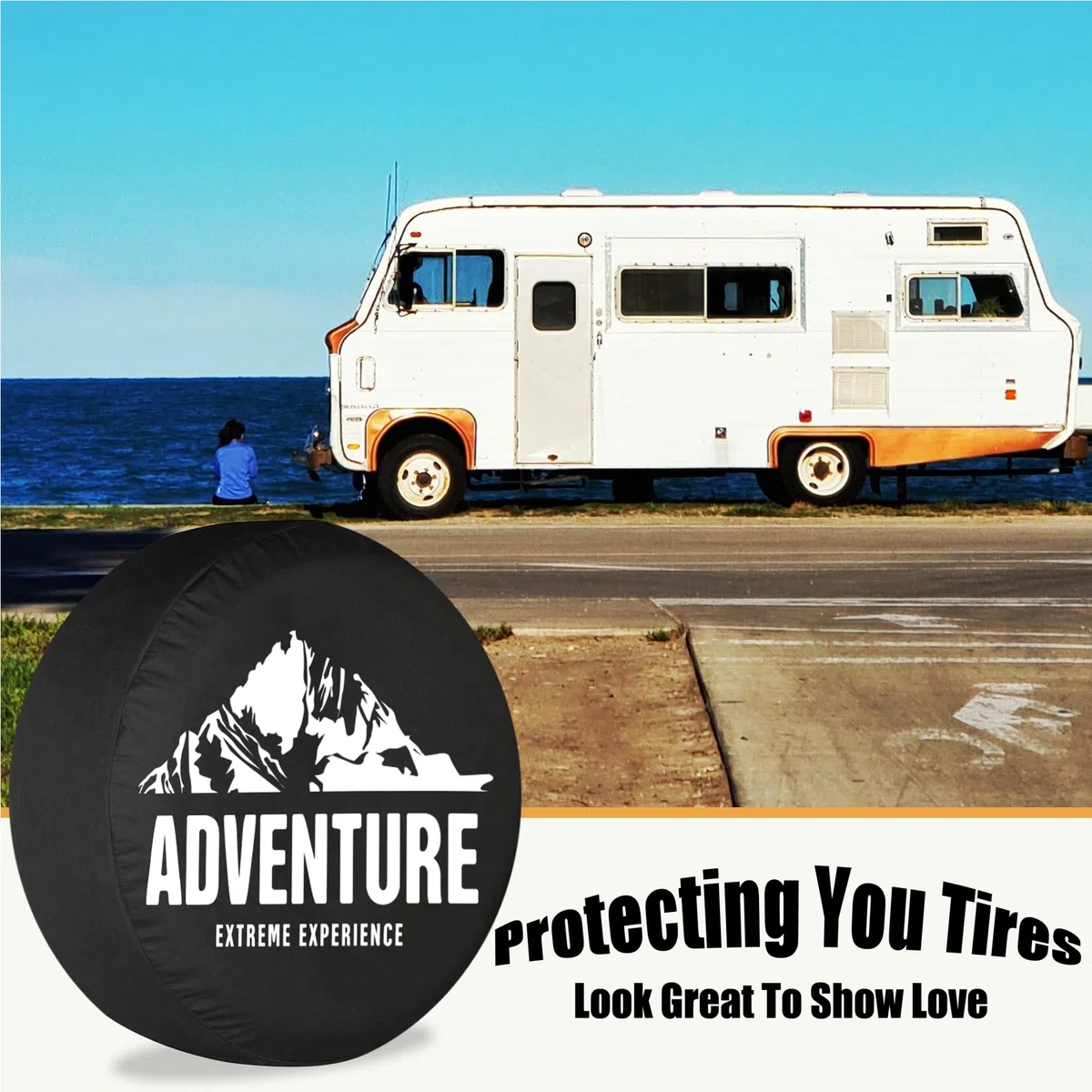 ‌ITINSPACE Aventura Extrema Funda Rueda Accesorios Caravana para Autocaravana - A Prueba de Polvo, Antióxido - Tapacubos 15 Pulgadas(69-75 cm)