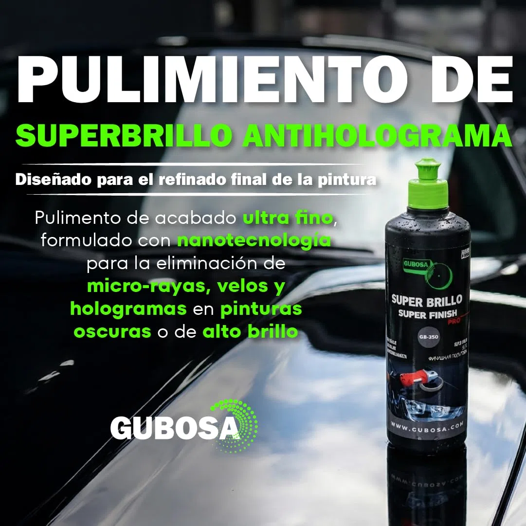 Pulimento coche super brillo sin silicona pulimento coche arañazos polish antiholograma quita arañazos carroceria superficies oscuras nanotecnologia abrillantador profesional 500 ml | GUBOSA