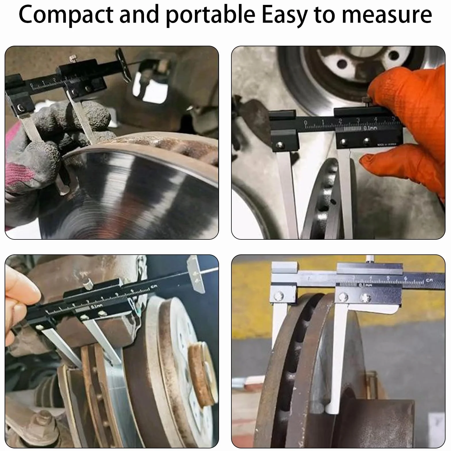 Calibrador de profundidad de disco de freno, calibrador de medición métrico de 0 a 60 mm, medidor de profundidad de banda de rodadura de neumático de 0,1 mm, regla portátil de profundidad de disco de