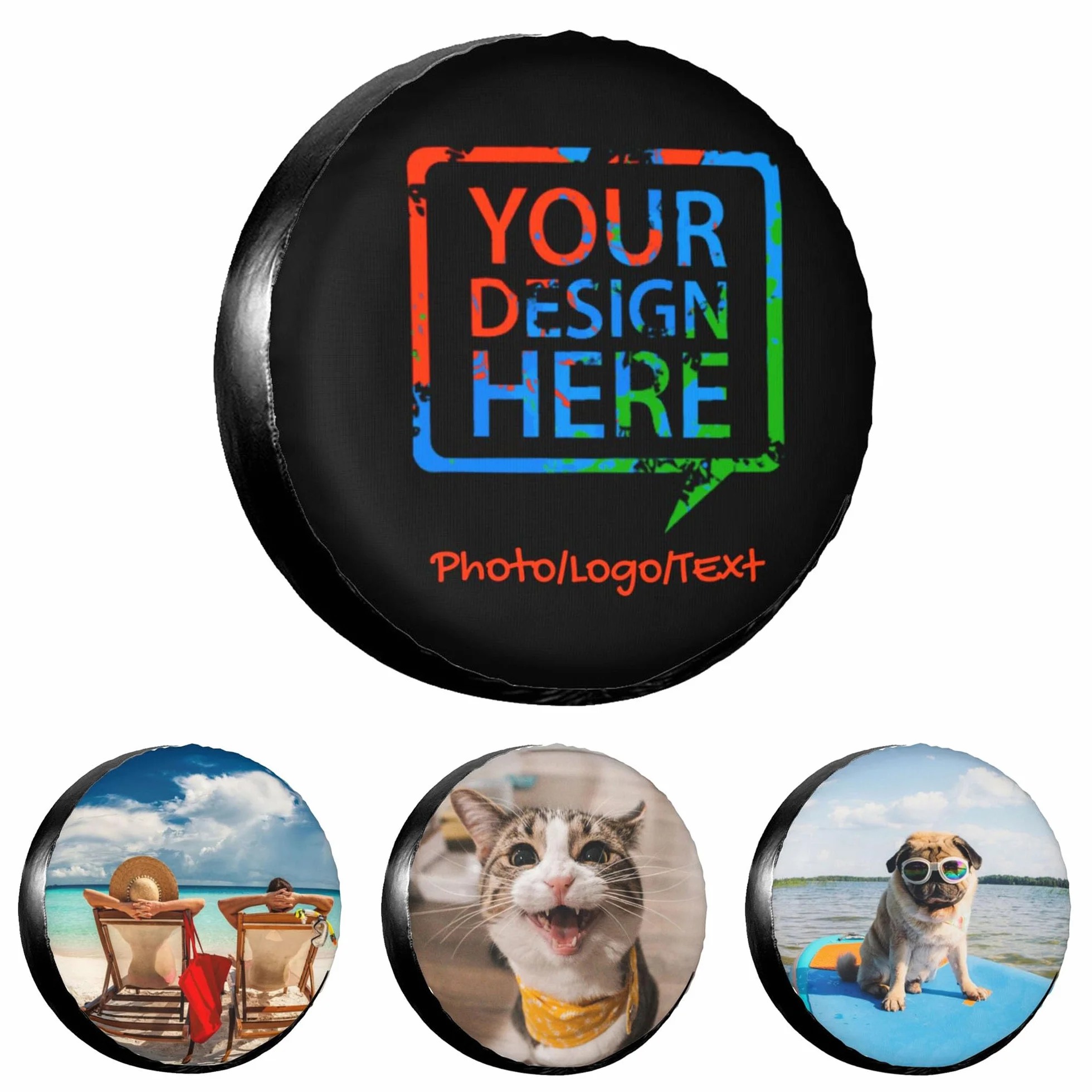 Cubierta Rueda Repuesto Personalizada, Funda Neumático Coche Impermeable con Foto Logo Texto, Cubierta Llanta Repuesto para Remolque, Camper, SUV, 15 Pulgadas
