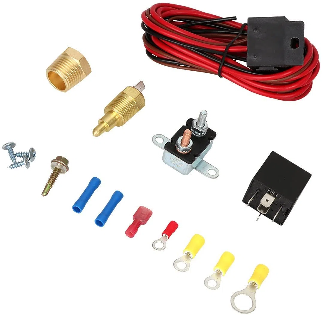 175-185 Grados Kit de termostato de Ventilador de refrigeración eléctrico Sensor de Temperatura Interruptor de Temperatura 40 50 Kit de relé de 60 amperios