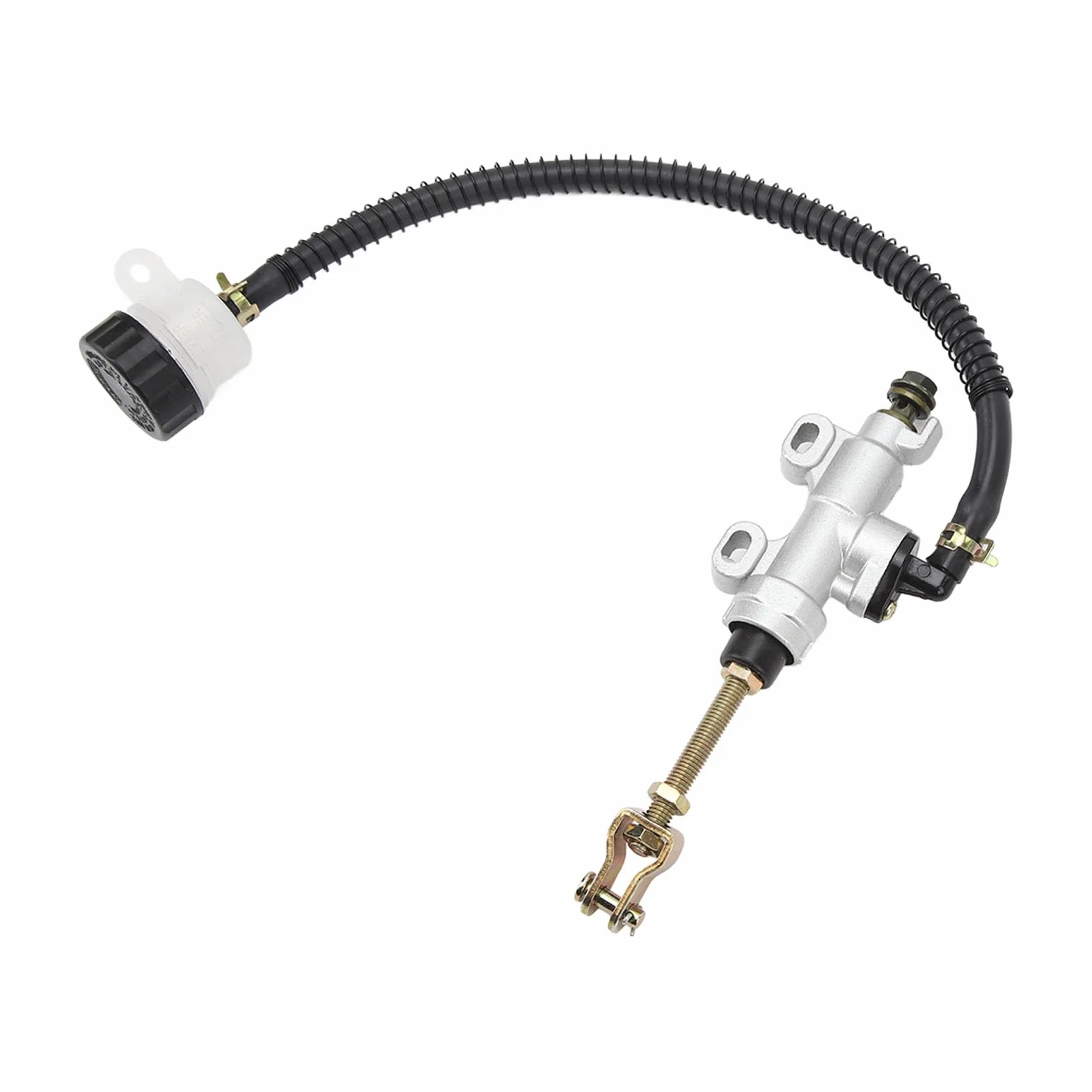 Bomba de freno trasero para moto Dirt Bike ATV, Universal Cilindro maestro hidráulico del freno de pie trasero (Plata)