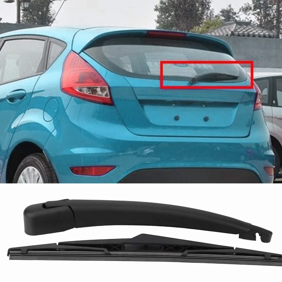 KSTE Juego de Limpiaparabrisas Y Brazo Trasero del Automóvil, Caucho Silencioso Parabrisas Trasero Ventana del Coche de Limpiaparabrisas con Cuchilla para Fo-ord Fiesta MK6 MK7 ST150 02-08