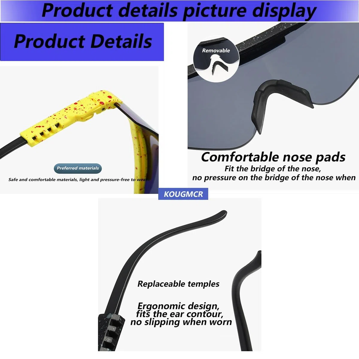 P-V - Gafas de sol deportivas polarizadas para hombres y mujeres, gafas de sol deportivas con protección UV400