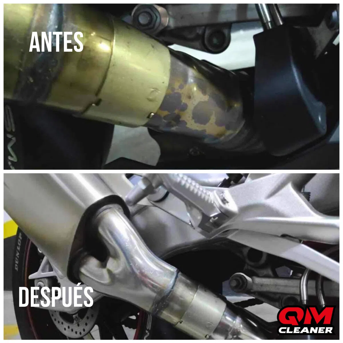 QM Cleaner Kit Puli-Oxi | Pulimento, Eliminador de manchas de Óxido, Limpiador de Cromados, reparador pequeños arañazos coche - Incluye Lana Acero 000 + Paño Microfibra