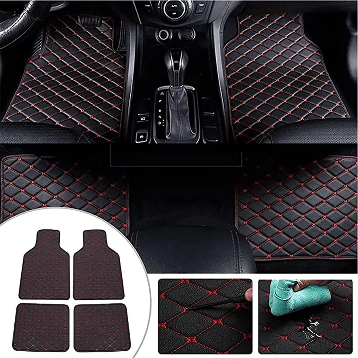 Alfombrillas de Coche para Jeep Wrangler YJ 1987-1995 Fácil de Limpiar, antiincrustante y a Prueba de Polvo.,normal-C/Black-Red