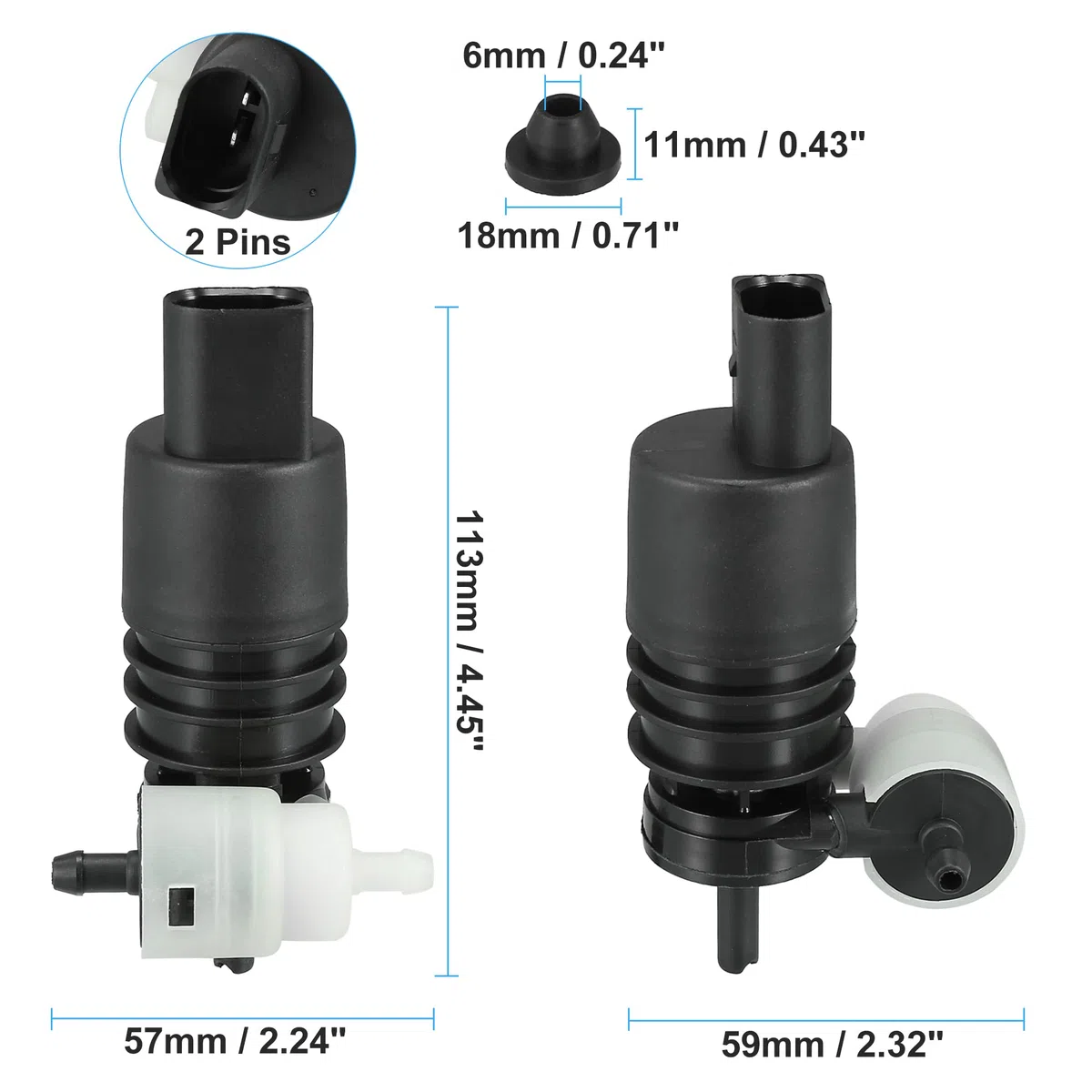 X AUTOHAUX Parabrisas Arandela Motor Bomba de Agua de Limpiaparabrisas para VW Golf Jetta -1 Unidad Negro